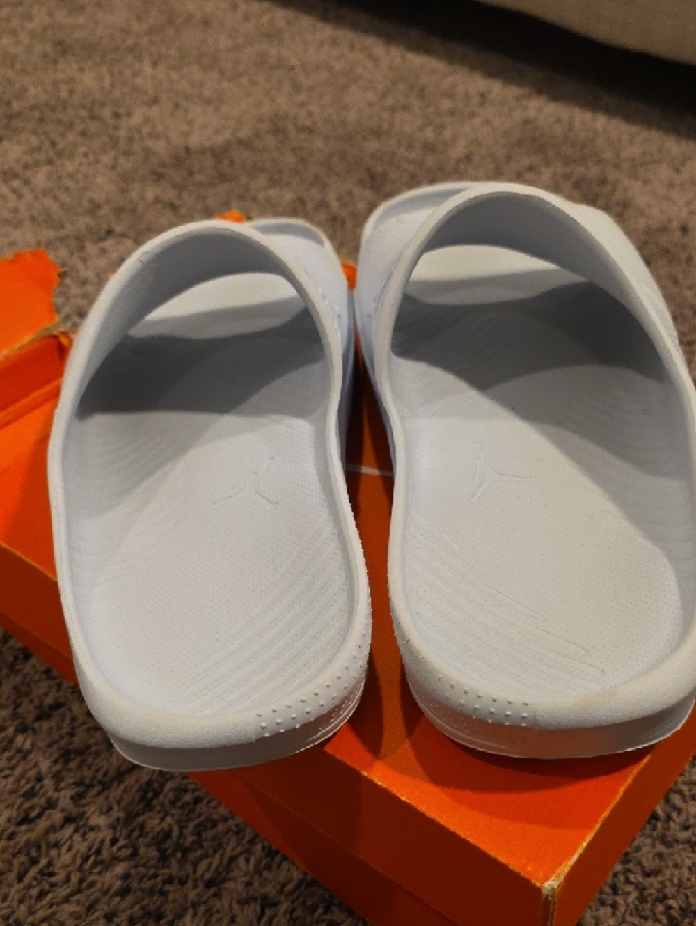 Jordan White Slip-On Logo Slides - Picture 2 of 3